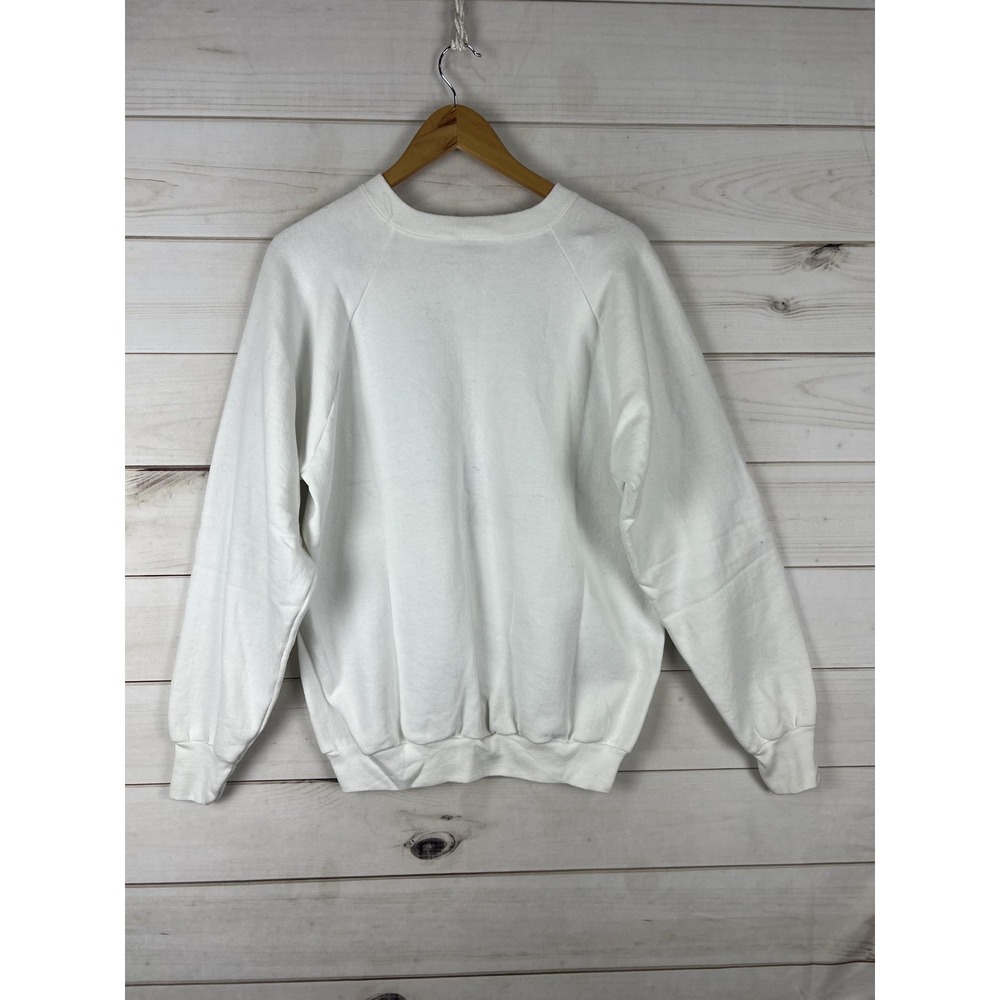 Vintage Fruit Of The Loom Sweatshirt Adult XL White Love Rose Stamp Crewneck USA - Picture 2 of 7